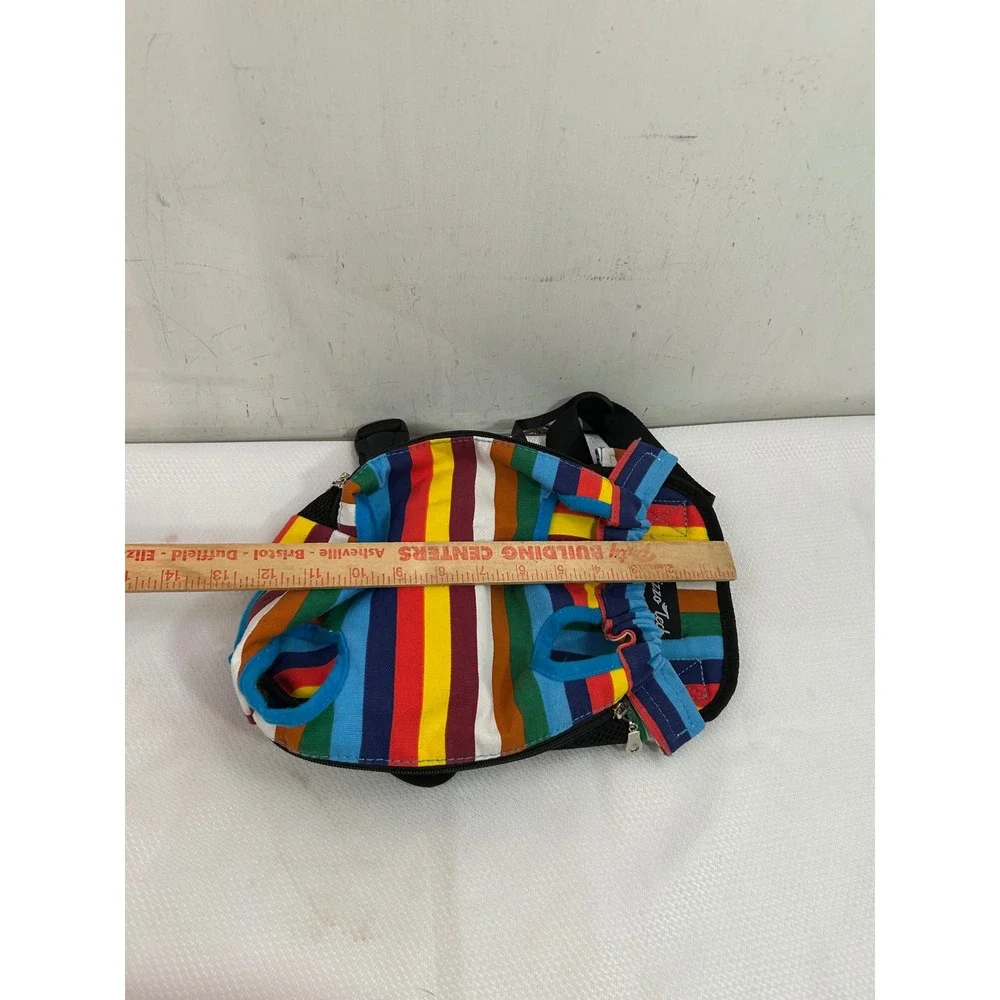 Whizzo Tech Pet Carrier Backpack M Multicolor Striped Legs Out Small Dog Cat